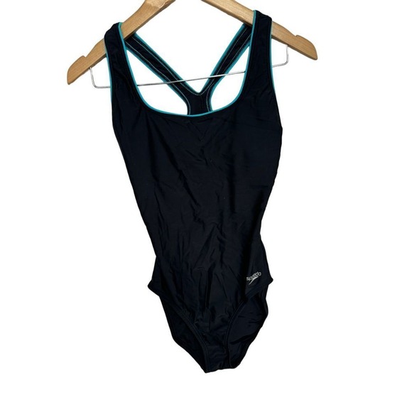 Speedo | Women's bathing suit‎ | black one piece with teal trim. Size 6 - Picture 1 of 6